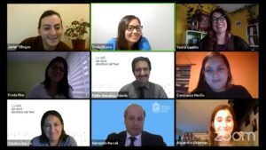 Fotos faciales de los uutores profesionales del PACE UC etapa preparatoria junto a autoridades y profesionales UC en zoom.